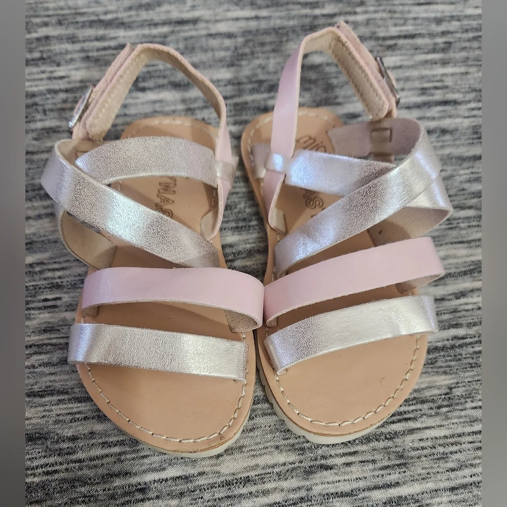 Miss Dynasty Girls' Pink and Silver Sandals